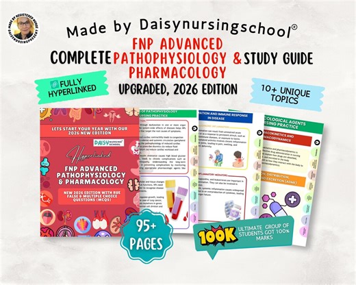 FNP Pathophysiology and Pharmacology Review Study Guide 2026 for Family Nurse Practitioner, Hyperlinked 2026 (PDF) - Etsy
