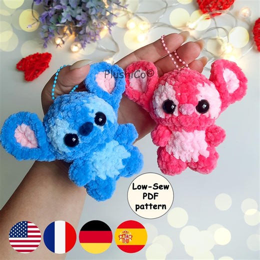 Stitchie CROCHET PATTERN Bundle Animals, Amigurumi Keychains, Low Sew Mini Alien Dog - Etsy