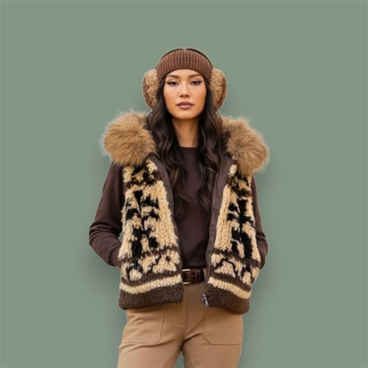 Vintage Rabbit Fur Knit Vest With Raccoon Fur Collar｜patchwork Winter to Spring Statement Vest - Etsy