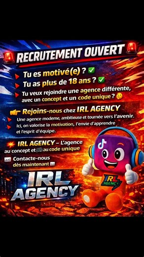 Recrutement Ouvert chez IRL AGENCY – Rejoins-nous !