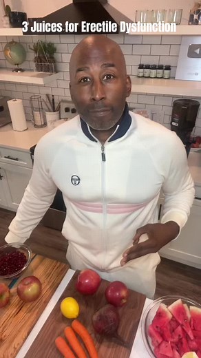 3 Juice Recipes for Erectile Dysfunction 1. Watermelon and lemon 2. Beets, carrots, lemon, apples and ginger 3. Pomegranate, apples and ginger Get Ya Juice On! I am using the Kuvings AUTO10. Use my code JuiceGuy and save 10%. Link for juicer is in my bio.