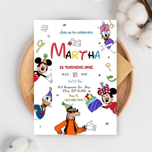 Editable Minnie Mouse Birthday Invitation, Minnie Mouse Birthday, 1st Birthday, Mouse Birthday Invite, Boy Girl Birthday - Etsy