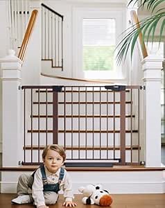 Cumbor 30-48 in Baby Gate for Stairs, Auto Close Dog Gate Indoor, Brown
