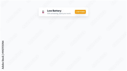System UI low battery warning notification toast with low power mode button and icon