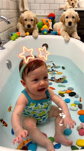 my little baby girl enjoying bath time with fish and stones #love #friends #babytiktok #babylove #baby