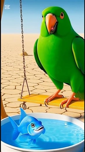 The parrot brings the fish 😱 #ai​ #parrot​