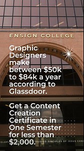 Your Favorite Class Might Lead To Your Future Career 🤝 According to Glassdoor, Graphic Design jobs range from $50,000 to $86,000 per year. Ensign College has a Digital Content Creation Certificate (18 credits) that you can get as quickly as one semester for under $2,000. Interested in applying to Ensign College, click here: https://www.ensign.edu/survey-facebook Ensign College's goal is to quickly and economically prepare you with the industry knowledge and workplace skills today’s hiring manag