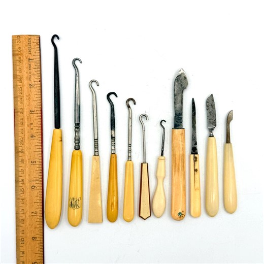 Lot of 11 Antique Button Hooks Seam Cutters French Ivory Celluloid - Etsy