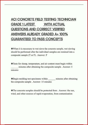 Aci Concrete Field Testing Technician Grade 1 Latest With Ac video