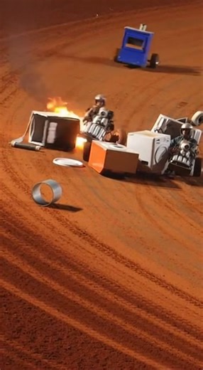 Here's the big crash everones been talkin bout in the remotes control washer & dryer divison Satuday. Lucy none of the machines was hurt but one got stuck in the spins cycle. | Weaber Valley Speedway