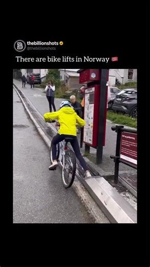 The Billion Shots™ on Instagram: "The Trampe bicycle lift, invented in Norway, is designed to make it easier for cyclists and small vehicles to climb steep hills. By placing their right foot on a starting point and pressing a button, users can climb a challenging 150-meter slope at a comfortable and stable speed. Developed in 2013 and renamed CycloCable, the bike lift not only helps cyclists commute to work but also attracts tourists.” #callitdesignco #architecture #design #bike #lift #bicycle #