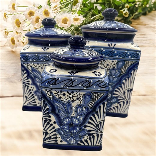 Canister Cobalt Blue and White Set of 3 Handcrafted Hand Painted Very Detailed - Etsy Australia