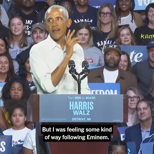311K views · 10K reactions | Barack Obama joined the rapper Eminem onstage at a rally for the Harris-Walz campaign in Detroit on Tuesday. After Eminem introduced the former president, Mr. Obama began rapping the first verse of the rapper's song. Follow live updates on the election: https://nyti.ms/3AahULA | The New York Times | Facebook