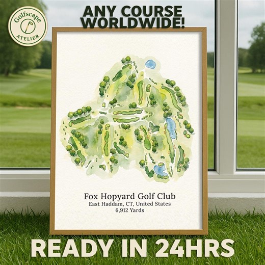 Personalized Golf Watercolor Map Art, Gift for Him, Custom Golf Course Map, Gift for Dad, Golf Lovers Gift | Fox Hopyard Golf Club - Etsy