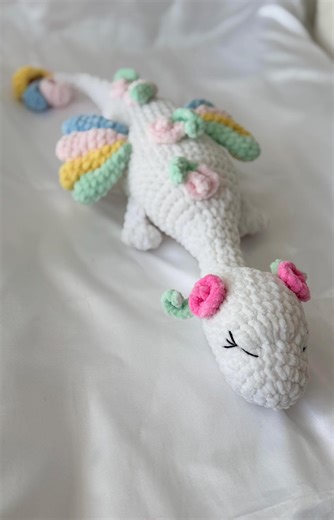 Cute White Crochet Dragon Plush | Soft Handmade Dragon - Etsy