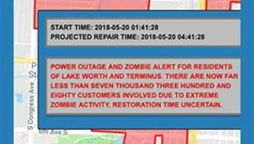 Zombie warning issued in Florida city during power outage, city apologizes for mistake