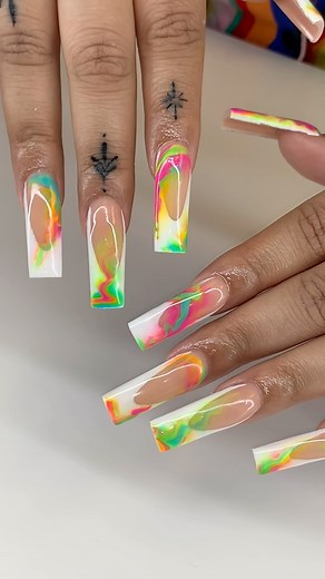 Neon Nail Art 🧡💚💛🩷✨ | NineLuxe Nails