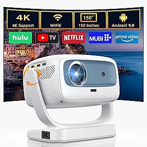 [Auto Focus 500 ANSI] DANCIEYA 4K Support Projector with Bluetooth Wifi, Built-in APP Native 1080P, Android 11 System Mini Portable Home Projector for Outdoor Bedroom Movie Gift Party