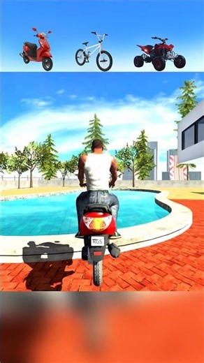 Indian Bike Driving 3D: 3 Vehicles Vs Swimming Pool Jump Challenge! 😱🔥#gaming #shorts #challenge