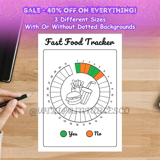 Fast Food Tracker Printable, Junk Food Log, Printable Eating Tracker, Takeout Tracker, Fast Food Monthly Tracker, Fast Food Journal Template - Etsy UK