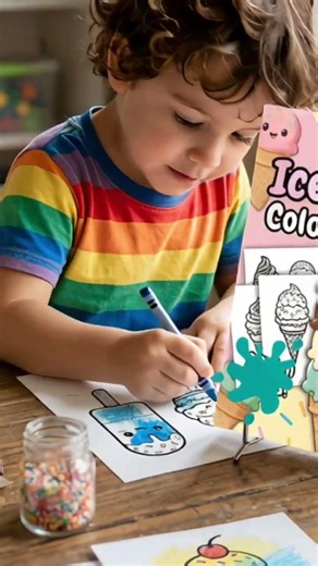 Ice Cream Coloring Book for Kids – 23 Printable Coloring Pages + 2 Covers | PDF Download👇👇👇