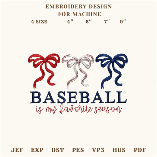 Baseball is My Favorite Season Embroidery, Coquette Baseball Design, Retro Baseball Design, Game Day Embroidery, Trendy Baseball Mom - Etsy