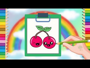 How to Draw Cherries Step by Step | Easy Cherry Drawing for Beginners | Cute Fruit Sketch Tutorial