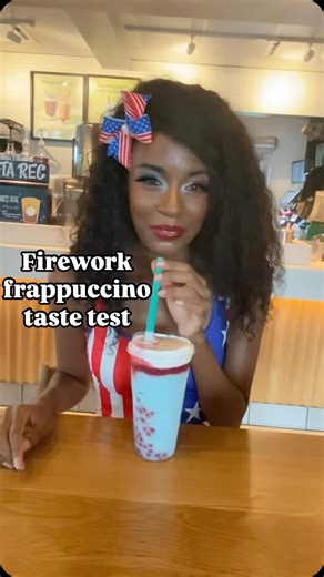 Patriotic Baddie on Instagram: "Trying Starbucks viral 4th of July firework frappuccino #fireworkfrappuccino #4thofjuly"