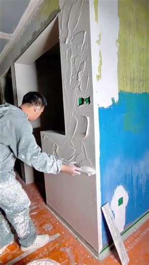 Mixing Cement and Texturing Walls Manually for Professional Architectural Construction