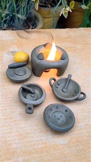 village miniature kitchen set - #clay