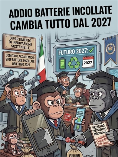 Batteria scarica? Dal 2027 la cambi da solo! 🔋📲 L'Europa vieta le batterie incollate negli smartphone. Basta telefoni da buttare dopo due anni! Ecco come cambieranno iPhone e Android. 🍌✨ #Tecnologia #Smartphone #NewsItalia #Riparazione #InPocheBanane