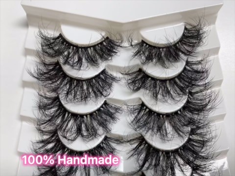 False Eyelashes Super Fluffy Faux Mink Lashes 25mm Dramatic Volume Fake Eyelashes 7 Pairs Long Wispy Eye Lashes Pack