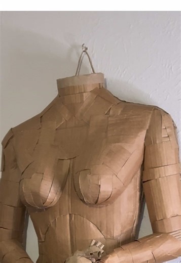 Cardboard woman pt 23 wall test #art #cardboard #craft #sculpture #love