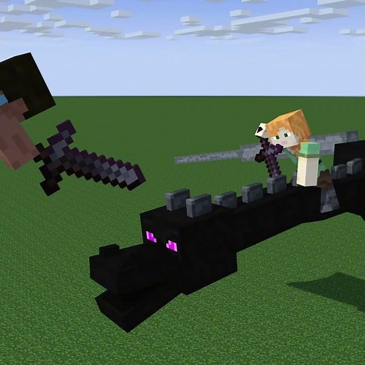 Steve and Alex VS ender dragon #minecraft #animation