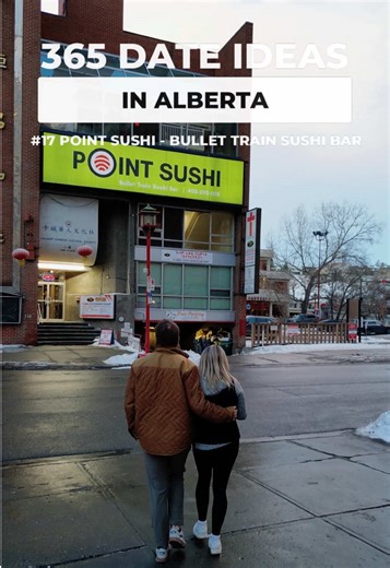 Date Idea 15 – Point Sushi 🍣🚄 Point Sushi is a Bullet Train Sushi Bar! This one of a kind dining experience will make you feel like you’re in Japan. 🍣 Fresh sushi, sashimi & rolls 🚄 Bullet train delivery right to your seat 🔥 Hot dishes, noodles & shareable plates 📍 Point Sushi – Bullet Train Sushi | 116 2 Ave SW, Calgary, AB #365DateIdeasInAlberta #pointsushi #bulletsushitrain #calgaryfood #yyceats