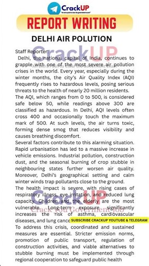 DELHI AIR POLLUTION Report Writing |#wbpsc #clerkshipmains #wbcs #WBPSI #miscellaneousmains #ssc