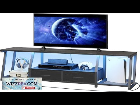 LED TV Stand for 75 Inch TV Entertainment Center with Open Shelves