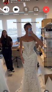 A FaceTime with her mom at @yaelusch’s first custom wedding dress fitting 🤍 #GaliaLahav #GLBride | Galia Lahav House of Couture