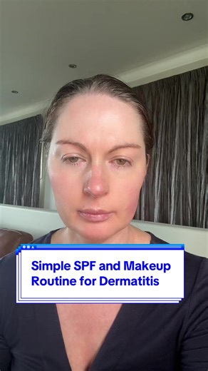When skin is inflamed or experiencing dermatitis, heavy makeup and UV can make inflammation worse. Ultraviolet radiation increases oxidative stress, disrupts the skin barrier, and amplifies inflammatory immune signals, all of which can prolong flares and slow healing. That’s why sun protection is essential, even when the skin feels too reactive for “normal” makeup. I’m using a physical (mineral) SPF 50 in this routine. Mineral filters like zinc oxide and titanium dioxide sit on the surface of th