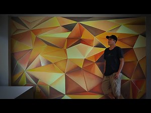 3D Polygon Art | Abstract Geometric | Acrylic Painting | Mural Painting
