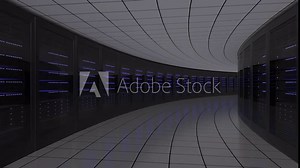 Loopable motion background - walk through modern server room full of racks. Cloud technologies or data center concepts