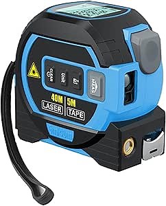 Digital Tape Measure - 3-in-1 Electronic Tape Measure with Self-Locking, Portable, Accurate Rangefinder for Workshop - Blue
