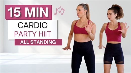 【fitbymik简易翻译版】15分钟有氧派对全身锻炼HIIT 无深蹲 高低冲击强度自选