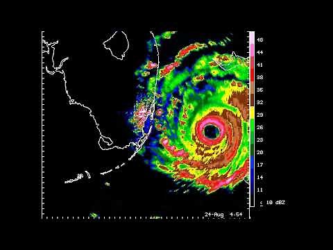 Hurricane Andrew 1992 Radar Animation at Landfall in Miami, FL