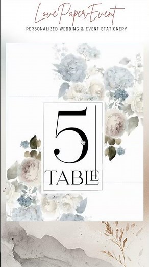 Dusty Blue Floral Wedding Table Numbers | Personalized Template #collectionlune #lovepaperevent