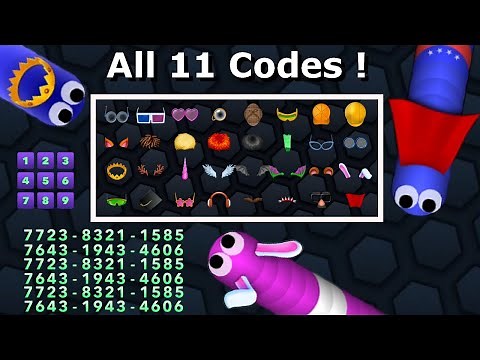 NEW 11 CODES Slither.io - 2021 ALL CODES Slitherio CROWN / WINGS / BUNNY EARS (32 Cosmetics) + A.I.
