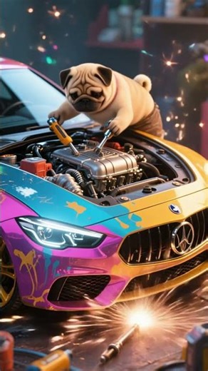 A brown pug creates a car the end will shock you 😱😱😱