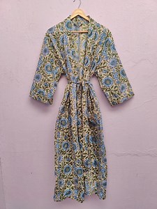 Kimono striped print cotton robe adjustable night wear gifted item