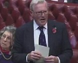 Baroness Trumpington apparently gives a colleague a 'V-sign'