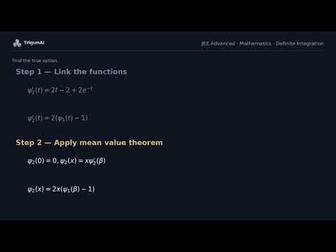 Integral Mean Value Theorem — JEE Advanced Mathematics Solved Step by Step | Acharya